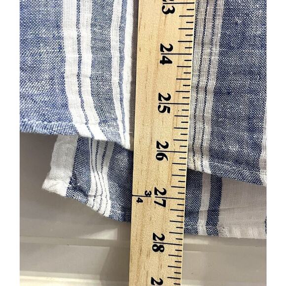 Old Navy Linen Blend Wrap Blouse Size XXL 2XL Nautical Striped Flutter Sleeves - Picture 6 of 7